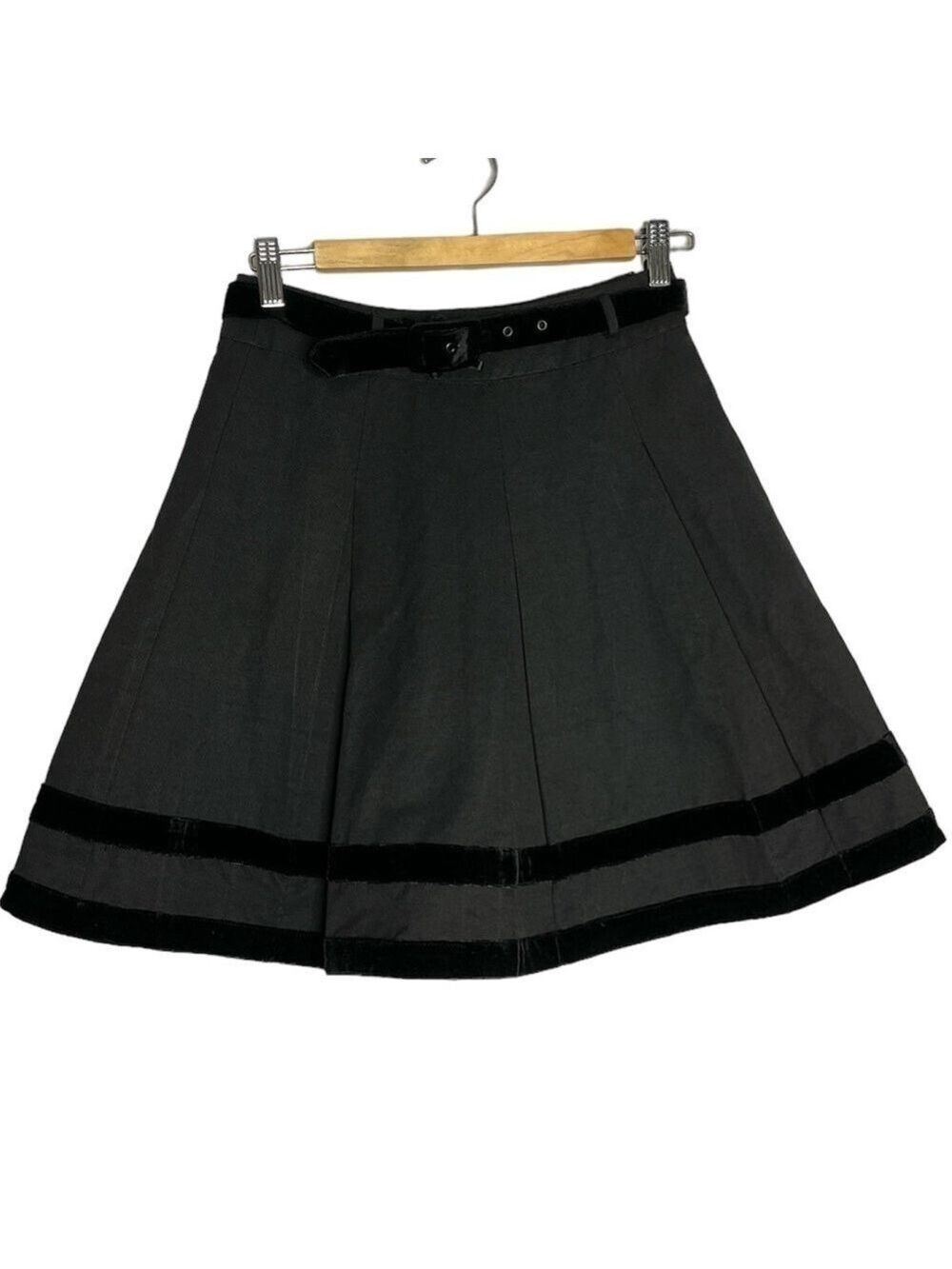 Principles by Ben de Lisi Velvet Trim Pleated Belted Midi Skirt, size 6P